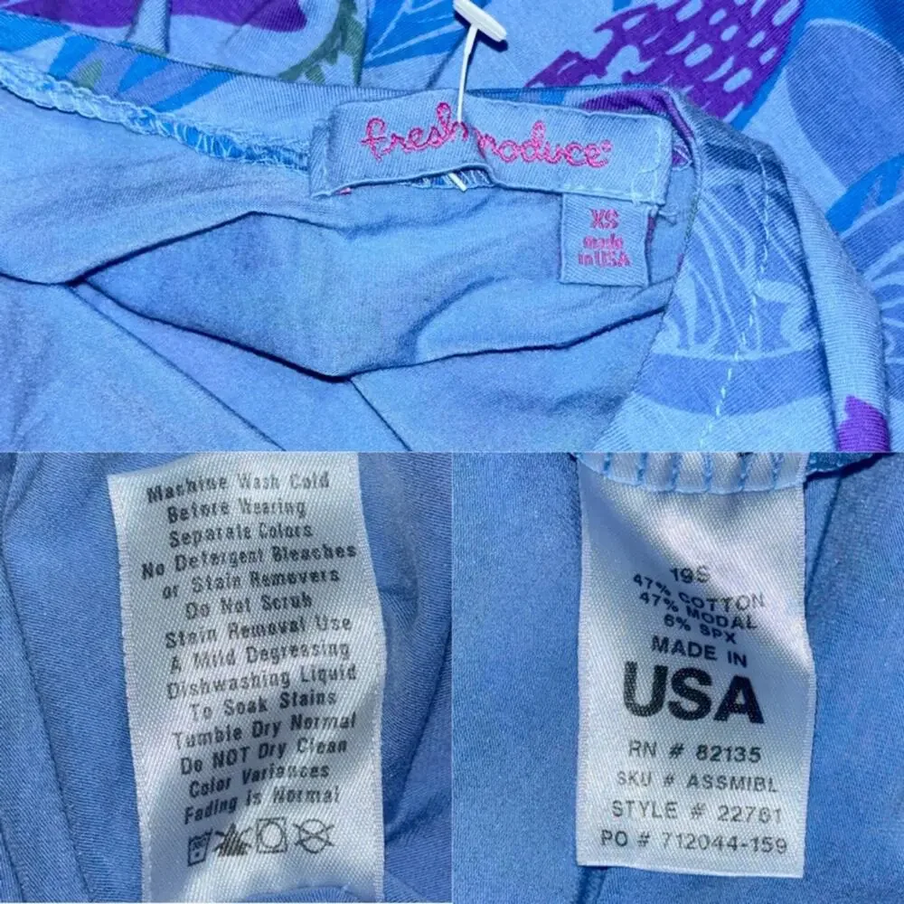 Fresh Produce Beachside Blooms Mika Twist Top Women's size XS purple.blue,green - Picture 3 of 15